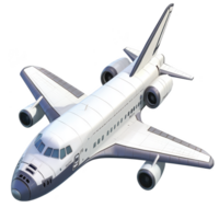 sleek, white airplane with four engines and streamlined design, showcasing modern aviation technology. aircraft is depicted in dynamic angle, emphasizing its aerodynamic shape png