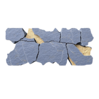 cracked and weathered blue stone wall with visible beige underlayer, showcasing texture and age. rough surface and irregular shapes create rustic and natural appearance png