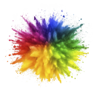 vibrant explosion of colorful powder creates dynamic burst of rainbow hues against transparency background, showcasing energy and creativity png
