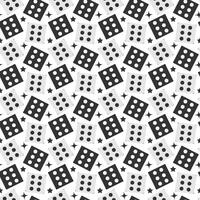 Seamless casino dice pattern black and white lucky dices. Gambling cubes background vector
