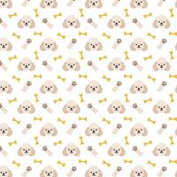 Seamless poodle dog pattern with bone and paw. Puppy background for print. Pet themed design vector