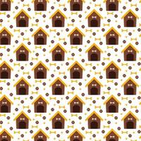 Doghouse pattern with bone and ball. Pet pattern background. Domestic dog house vector