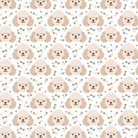 Poodle dog pattern with bone and paw. Puppy background for print. Pet themed design vector
