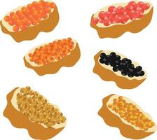 Caviar on bread vector