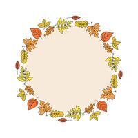 Leaves. Autumn set. Round frame, banner with space for text. Leaf fall, doodles, drawings, sketch. Natural botanical background. vector