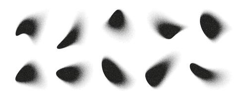 Abstract liquid shapes created with noise effect, isolated on white background in ten different distorted blobs vector