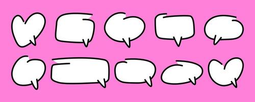 Cartoon speech bubbles are illustrated with drawn hands, creating a playful and lively atmosphere suitable for expressing various thoughts or messages. vector