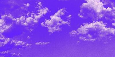 Vibrant purple sky with halftone effect and soft clouds creating an artistic atmosphere at dusk. vector
