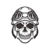 Handdrawn Skull with Pilot Helmet vector