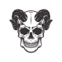 Handdrawn Skull with Horns of Sheep vector