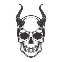 Vintage Handdrawn Skull with Devil Horn vector