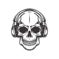 Handdrawn Skull with Headphone vector