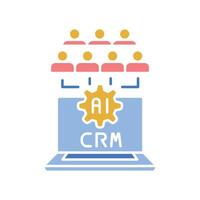 ai-driven crm black line icon vector