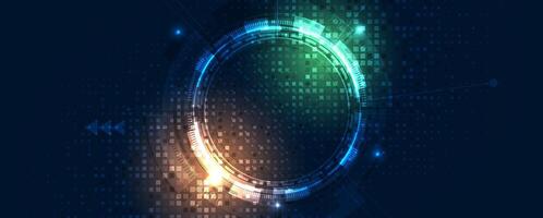 a circular digital background with a glowing light vector