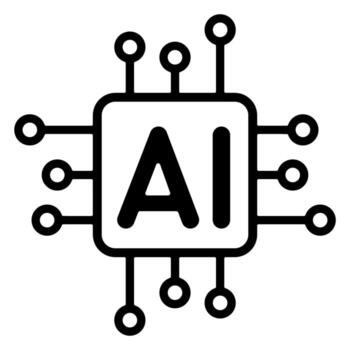 Minimal AI Chip with Circuit Lines. Icon vector