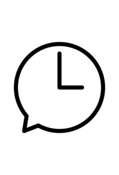 Clock within a speech bubble, symbolizing timed communication vector