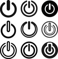 A simple black outline of a power button symbol vector