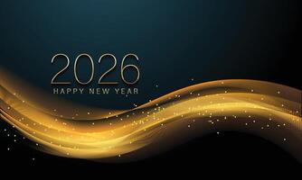 Elegant 2026 New Year Abstract Art Gold Wave Design. vector