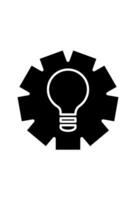 Gear with a bright light bulb icon vector