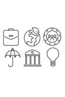 Graphics representing professional work, nature, collaboration, safety, legal, and innovation vector