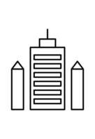 Outline of a city skyscraper. Simple building silhouette graphic. vector