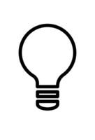 Black and white icon displaying a classic light bulb shape vector