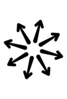 Centralized design with arrows diverging, representing distribution or outward focus. vector