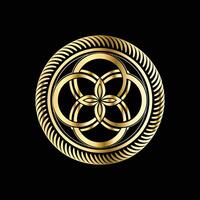 golden circle with a celtic knot in the center vector