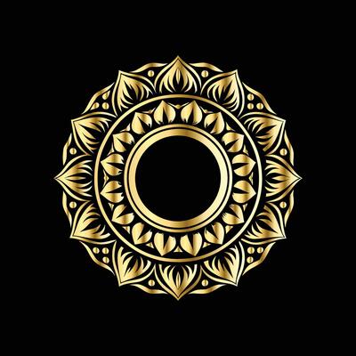 golden circular pattern on black background