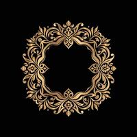 golden frame with floral pattern on black background. luxury vector