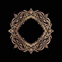 golden frame with floral pattern on black background. ornament vector
