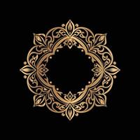 golden ornate frame on black background vector