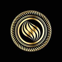 golden circle logo with a wavy pattern vector