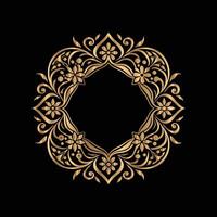 golden floral frame on black background. set of decorative elements for design. vector
