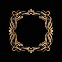 golden frame on black background. set of decorative elements for design vector