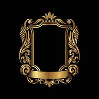 golden frame with ornate design on black background. set of decorative elements for design. vector