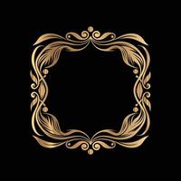 golden frame on black background. set of decorative elements for design. vector
