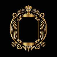 golden frame with a floral pattern on a black background vector