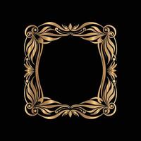 golden frame on black background. Elegant element for design in Eastern style, place for text vector