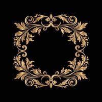 golden frame on black background. Elegant element for design in Eastern style, place for text. vector