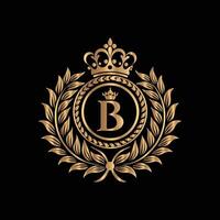luxury logo with crown and laurel wreath. Elegant element for design in Eastern style, place for text vector