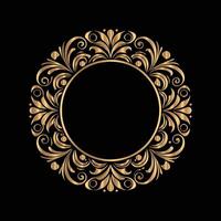 golden frame with floral pattern on black background. Elegant element for design in Eastern style, place for text vector