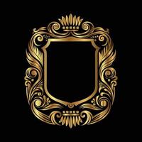 golden ornate frame with a black background vector