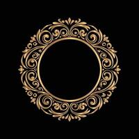 golden frame with swirls on black background vector