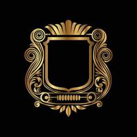 golden emblem on black background. Eastern style, place for text vector