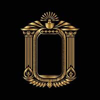 golden frame with ornate design on black background. decorative frame vector