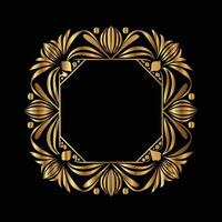 golden frame with floral pattern on black background. frame. vector