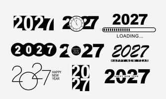 Set of 2027 Happy New Year logo text design. 2026 number design template. vector