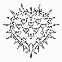 Spiky Heart Outline Line Art Graphic vector
