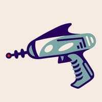 Retro Futuristic Ray Gun, Sci Fi Weapon, Cartoon Style vector